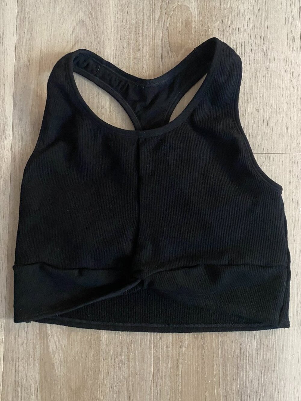 Fabletics Black Twist Front Sports Bra Medium Impact Size M